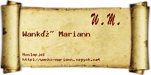Wankó Mariann névjegykártya